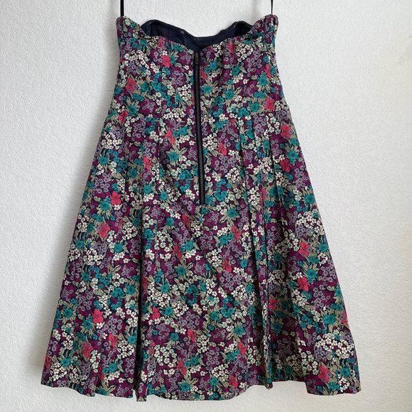 Moda International Strapless Dress, Purple Teal and Pink Floral, Size 2 - Picture 3 of 12